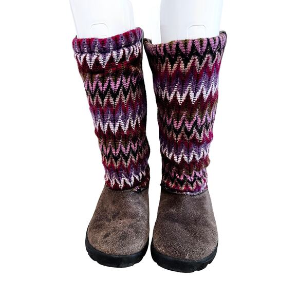 KEEN Girls Pink Plum Chevron Sweater Shearling Lined Pull On Boots 4 Cabincore - Picture 10 of 11